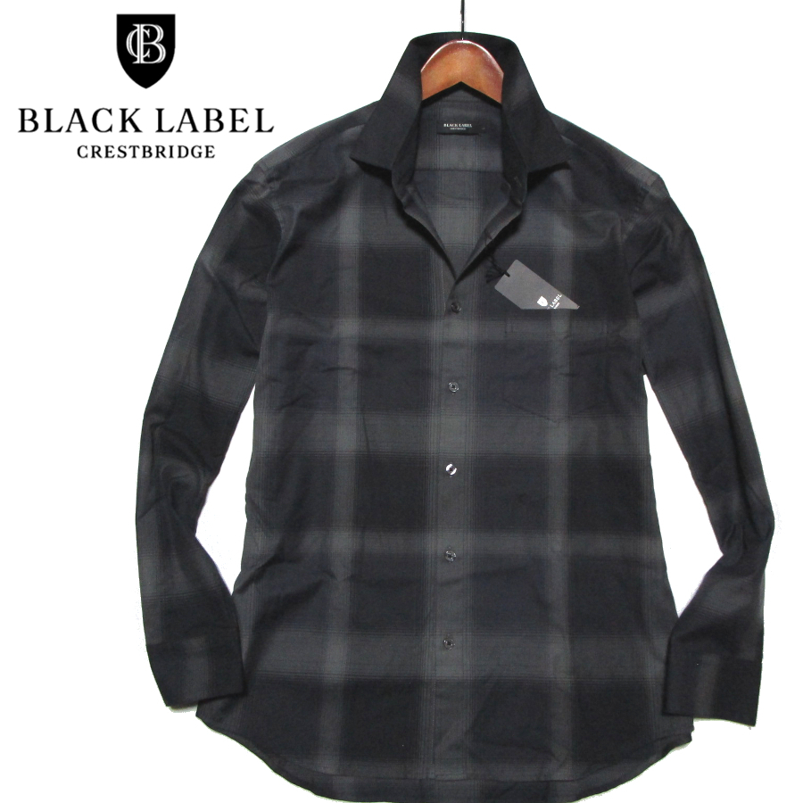 新品 【ブラックレーベル クレストブリッジ】 定価2.7万 CBチェック 長袖シャツ サイズL ブラック BLACK LABEL CRESTBRIDGEの画像1
