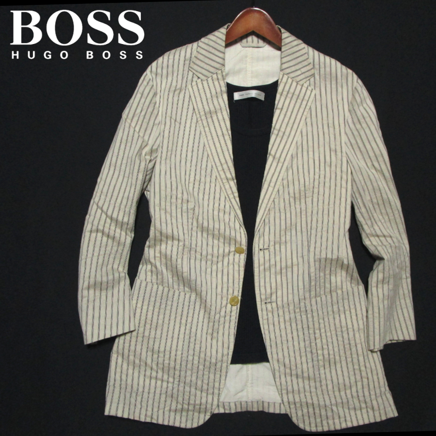 【ヒューゴ・ボス】 シルクブレンド　テーラードジャケット　2釦　サイズ46（M） ストライプ　SILK-COTTON　BOSS HUGO BOSS_画像1