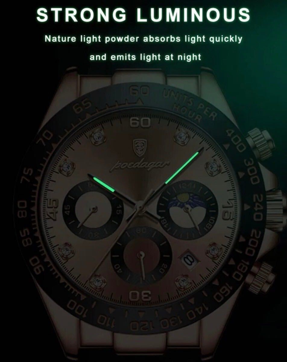 大谷翔平 176号記念セール メンズ腕時計 デイトナオマージュ クロノグラフ  シリコンベルト  防水腕時計 ジルコニア1285dの画像4