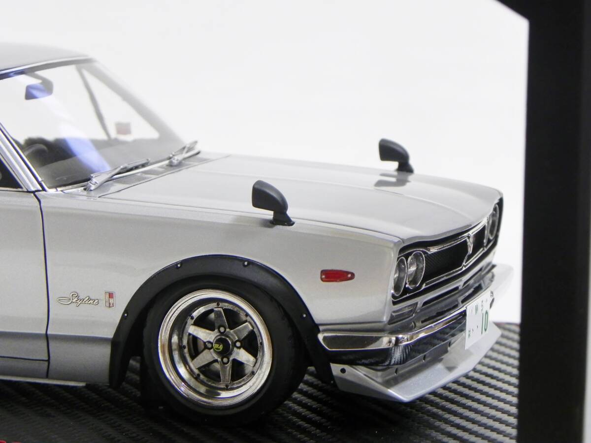 IG 3234 1/18 Nissan Skyline 2000 GT-R KPGC10 серебряный зажигание модель 10th Anniversary With Engine Hakosuka Long Champ 