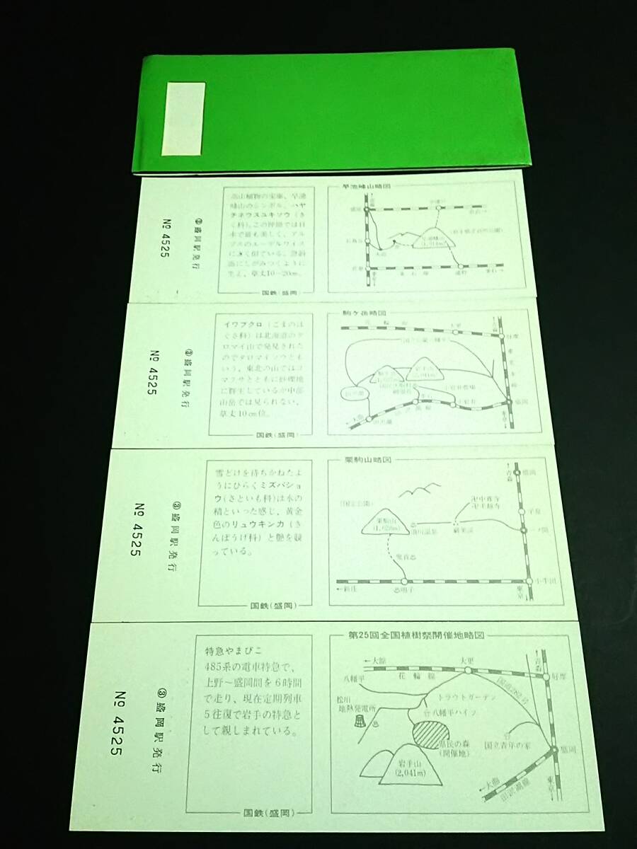 【記念きっぷ(入場券)】 『第25回植樹祭記念』盛岡駅 ４枚セット S49.5.19 盛岡鉄道管理局の画像2