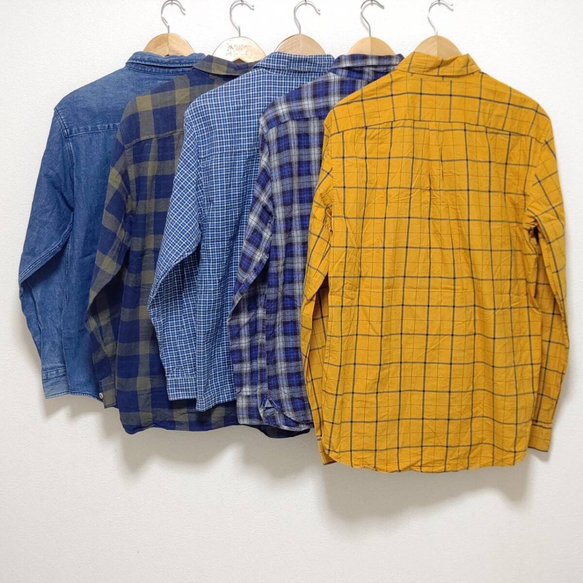 お得!!【まとめ売り】長袖 シャツ 5着 セット PIKO ピコ GAP ギャップ サーフ チェック柄 デニム ボタンダウン メンズ サイズ M /LS-256j_画像2