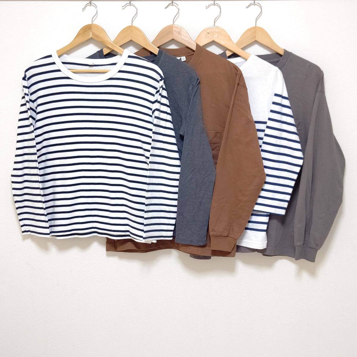 お得!!【まとめ売り】長袖 Tシャツ 5着 セット UNIQLO U ユニクロ ユー GU ジーユー カットソー シンプル ロンT メンズ サイズ S /LT-53j_画像1