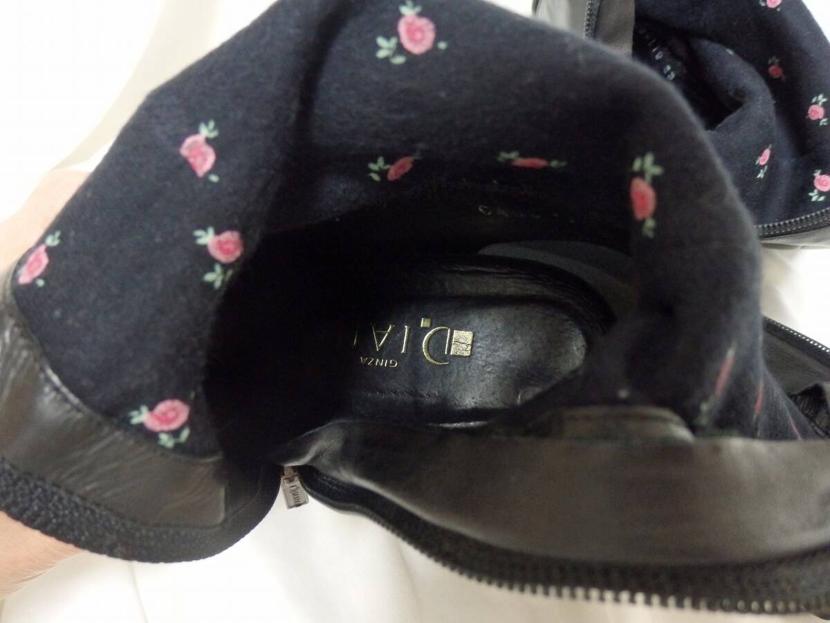 銀座 ダイアナ ブラックレザーロングブーツ 23㎝ サイドファスナー付 中古美品 日本製 ロングブーツ 激安！GINZA D.iana Japanの画像7