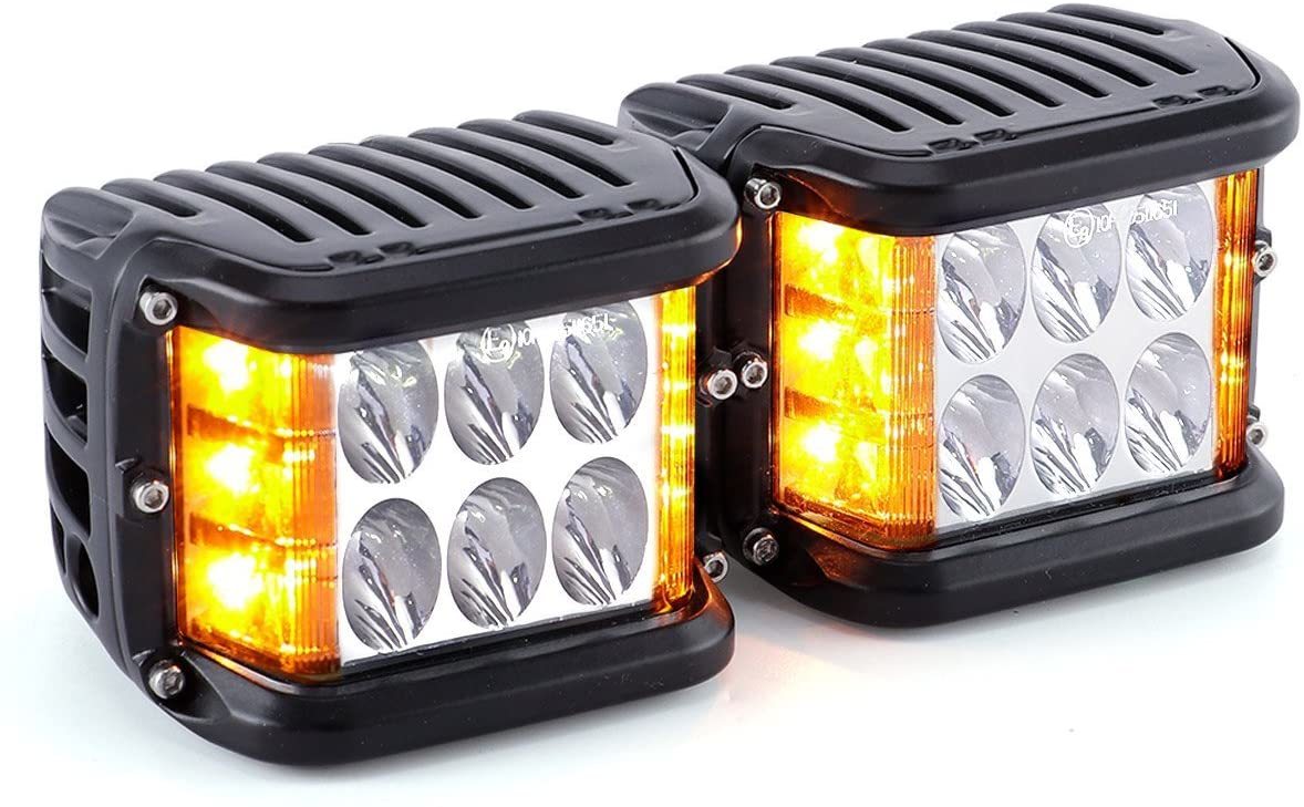 2個 LED作業灯 ワークライト 45W ホワイト オレンジ 2色 ストロボライト付  広角狭角兼用 12v 24v 防水の画像1