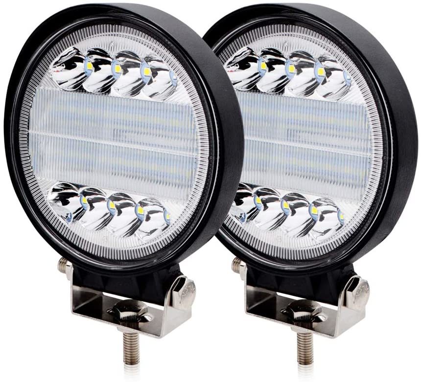 【F318N－2個72W】 72W LED 作業灯/丸型 ワークライト2個セット 混合光(広角/狭角） 42連LED 車外灯 農業機械 ホワイト 6000K 12V-24V対応_画像1