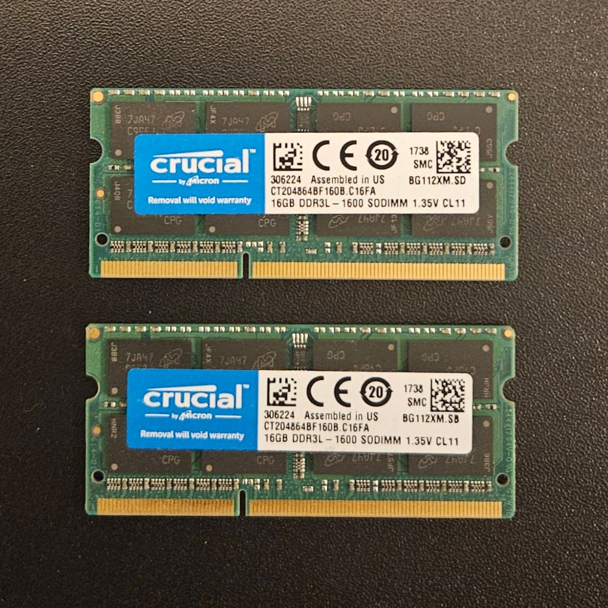 希少 PC3L-12800  DDR3 1600MHz SO-DIMM 32GB (16GB*2)