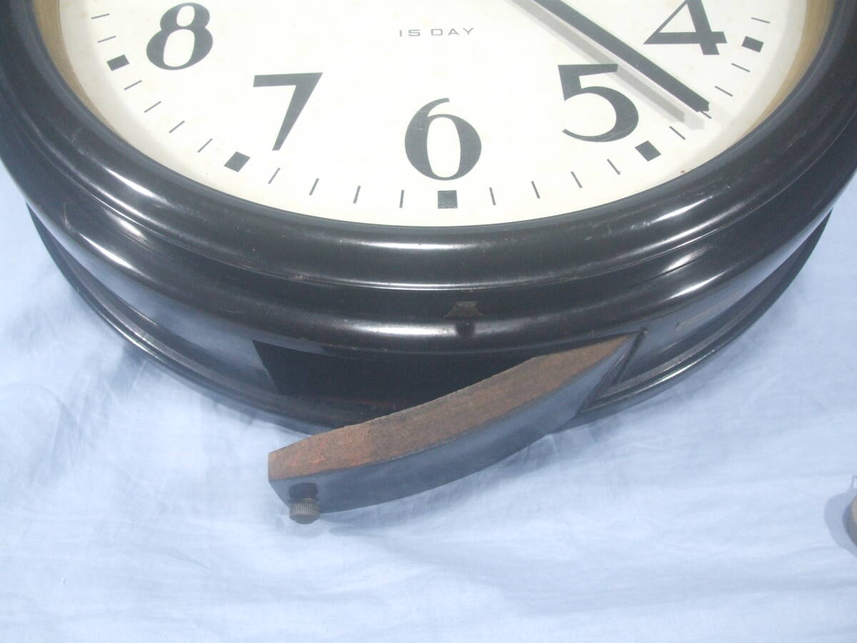 稼働品 明治時計 丸型 時計 大型 直径58㎝ 掛時計 柱時計 ゼンマイ式掛け振り子ボンボン時計 木製 アンティーク 良好品の画像6