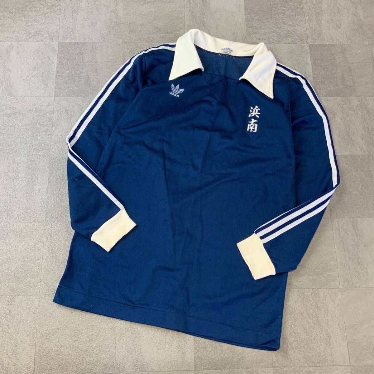  редкий 80*s adidas Adidas Descente производства . юг средняя школа футбол часть форменная рубашка длинный рукав мужской L размер голубой трудно найти 