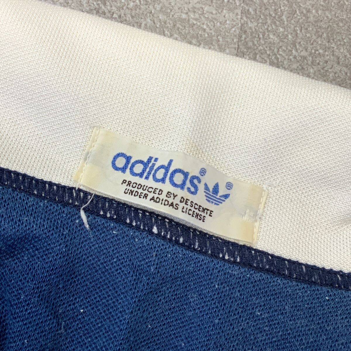  редкий 80*s adidas Adidas Descente производства . юг средняя школа футбол часть форменная рубашка длинный рукав мужской L размер голубой трудно найти 