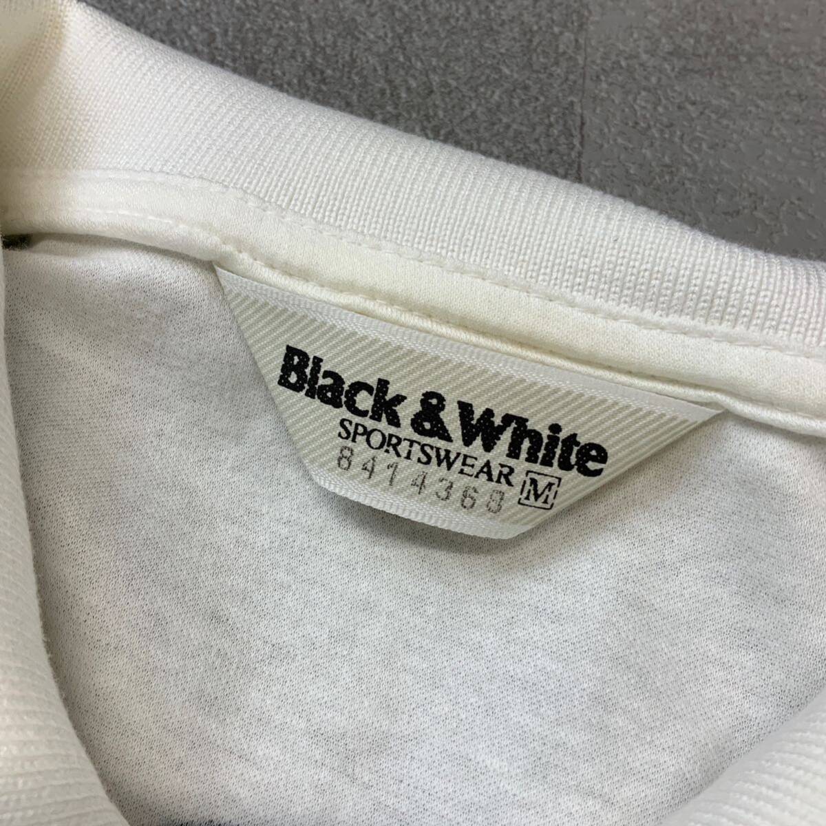  superior article BLACK&White black & white dot design polo-shirt with short sleeves Golf shirt men's M size white golf
