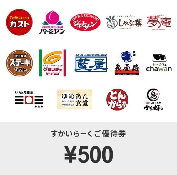 すかいらーくご優待券500円【5/31期限】eGiftチケット（WEB優待券）_画像1