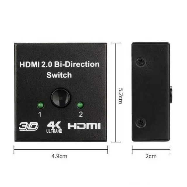 HDMI switch HDMI splitter HDMI2.0 interactive selector HDMI distributor 2 input ×1 output or 1 input ×2 output 4K 30HZ 3D/1080p selector high speed stability 