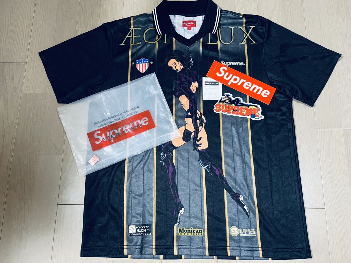 国内正規品 22ss Suprme Aeon Flux Soccer Jersey L black ブラック 黒 ストライプ ゲーム シャツ サッカー 1円 希少 イーオン の画像3