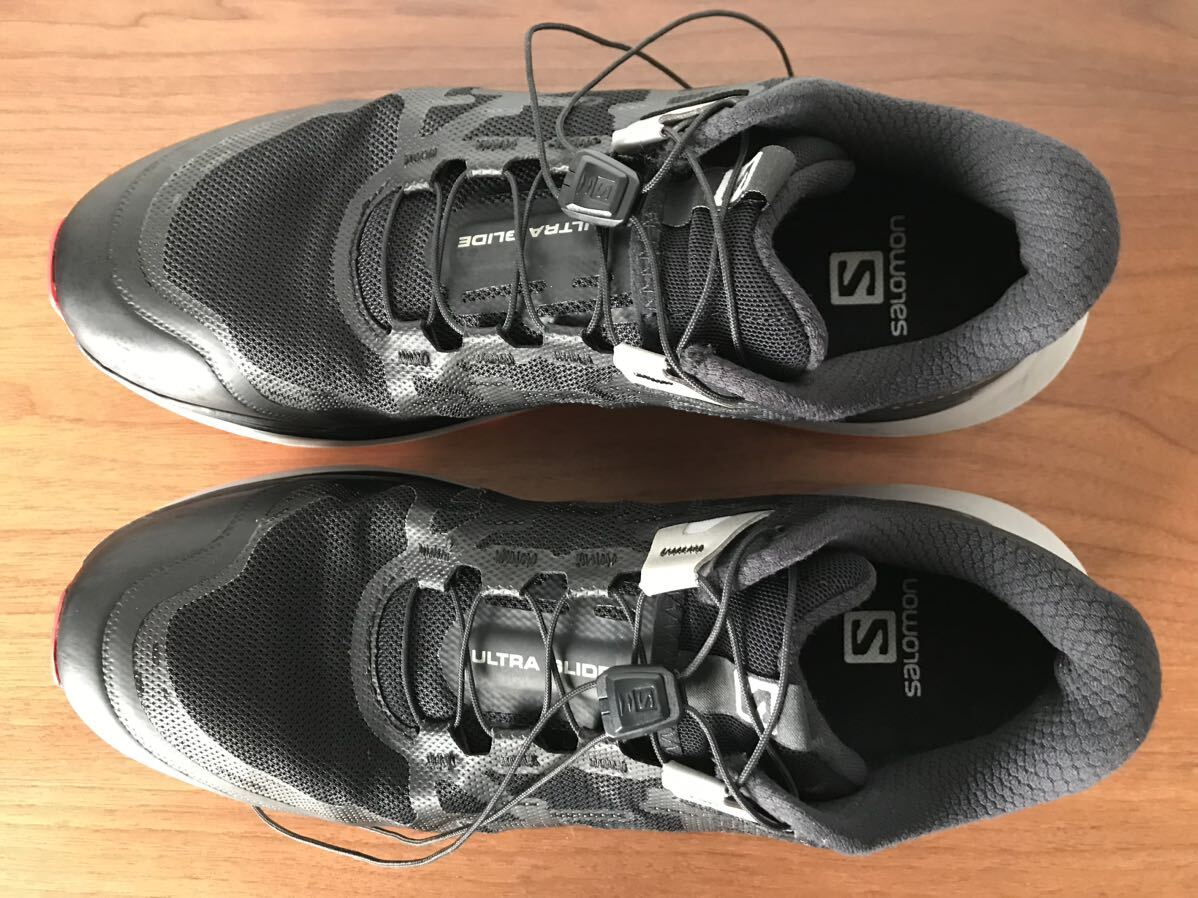 美品SALOMON ULTRA GLIDE サロモン ウルトラグライド トレイルランニングシューズL41430500 ブラック×アロイ×ゴジベリーUS8.5(26.5cm)の画像7