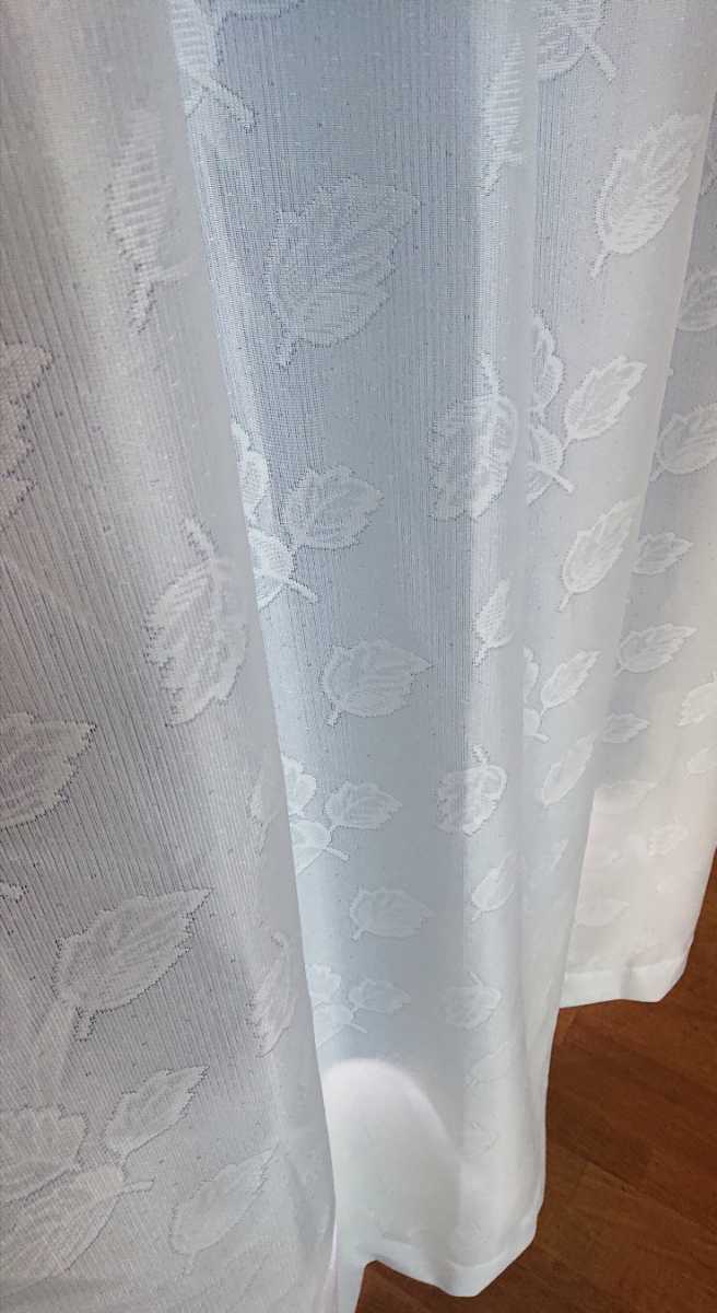 新品 防炎エコミラーレースカーテン １００X１００cm ２枚組 遮熱 断熱 ホワイト 葉 日本製の画像7