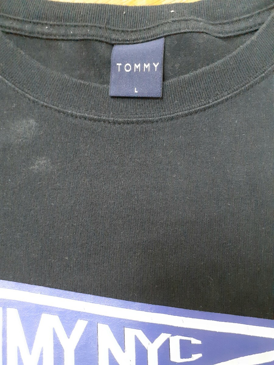 古着 TOMMY HILFIGER ロンT サイズL 黒 送料無料 トミーヒルフィガー 古着大好き_画像4