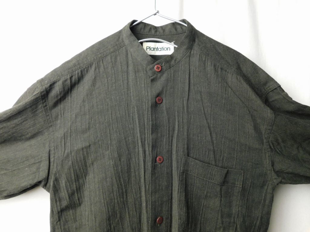 割引購入 ISSEY ビンテージ 80s MIYAKE M 茶 シャツ スタンドカラー