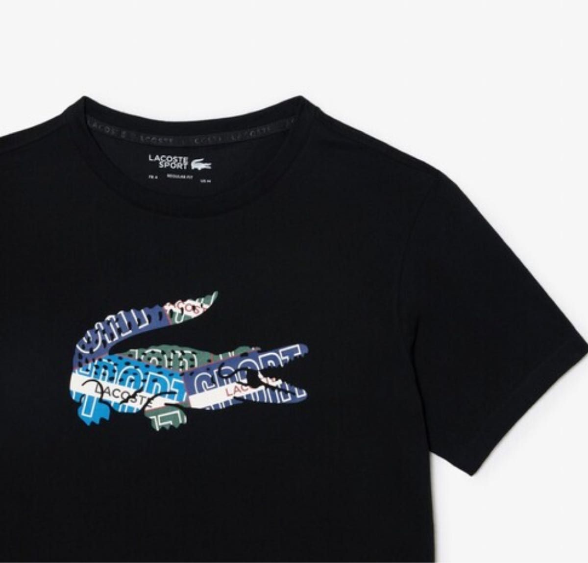 新品　ラコステ 『コラージュワニロゴクルーネックTシャツ』　ブラック　サイズ3（Mサイズ） 送料無料　