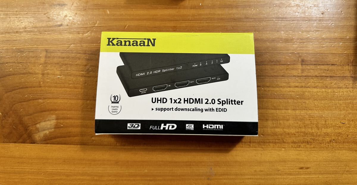 [4K@60Hz HDCP cancellation version ]KanaaN HDMI distributor 1 input 2 output 2 screen same time output high speed HDMI cable USB power supply cable attaching 