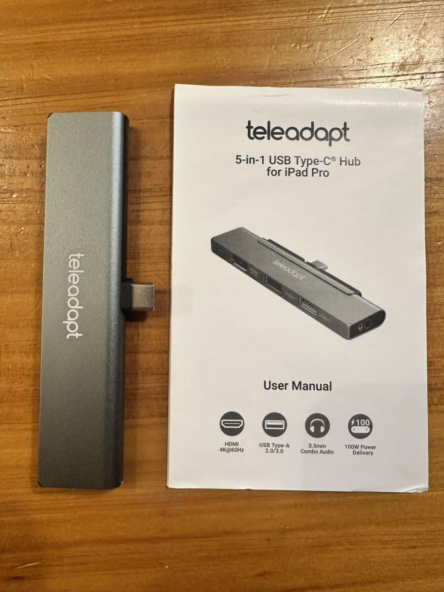 Teleadapt iPad Pro 専用ハブ Type C USB Cハブ 100W PD 急速充電 4K HDMI出力 3.5mmオーディオジャック搭載 USB 2.0/3.0 データ転送 _画像7