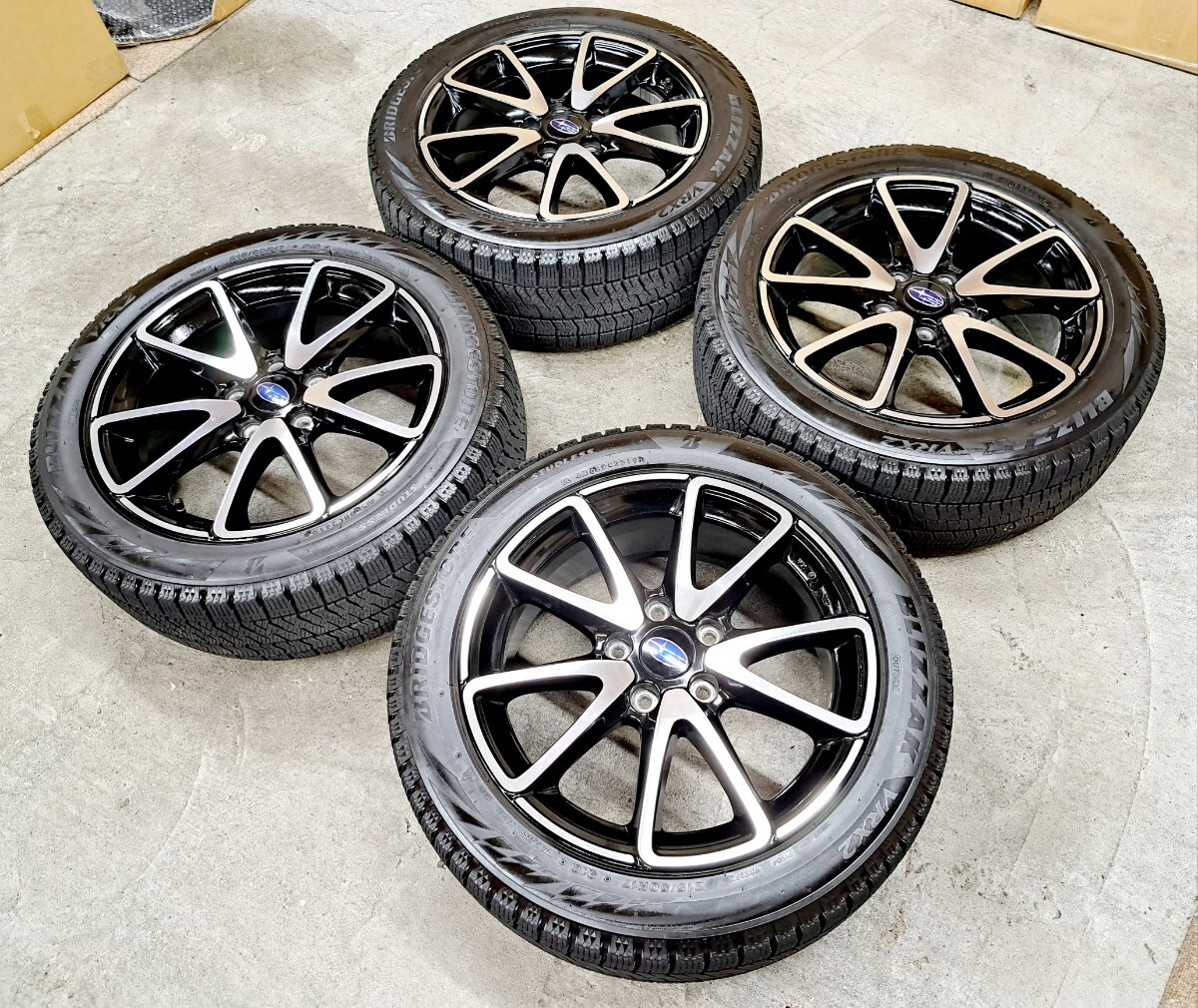 【極上品】スバル レヴォーグ 純正オプション ホイールタイヤ 215/50R17 2019年 ブリヂストン ブリザックVRX2 114.3 WRX S4 スタッドレス_画像6