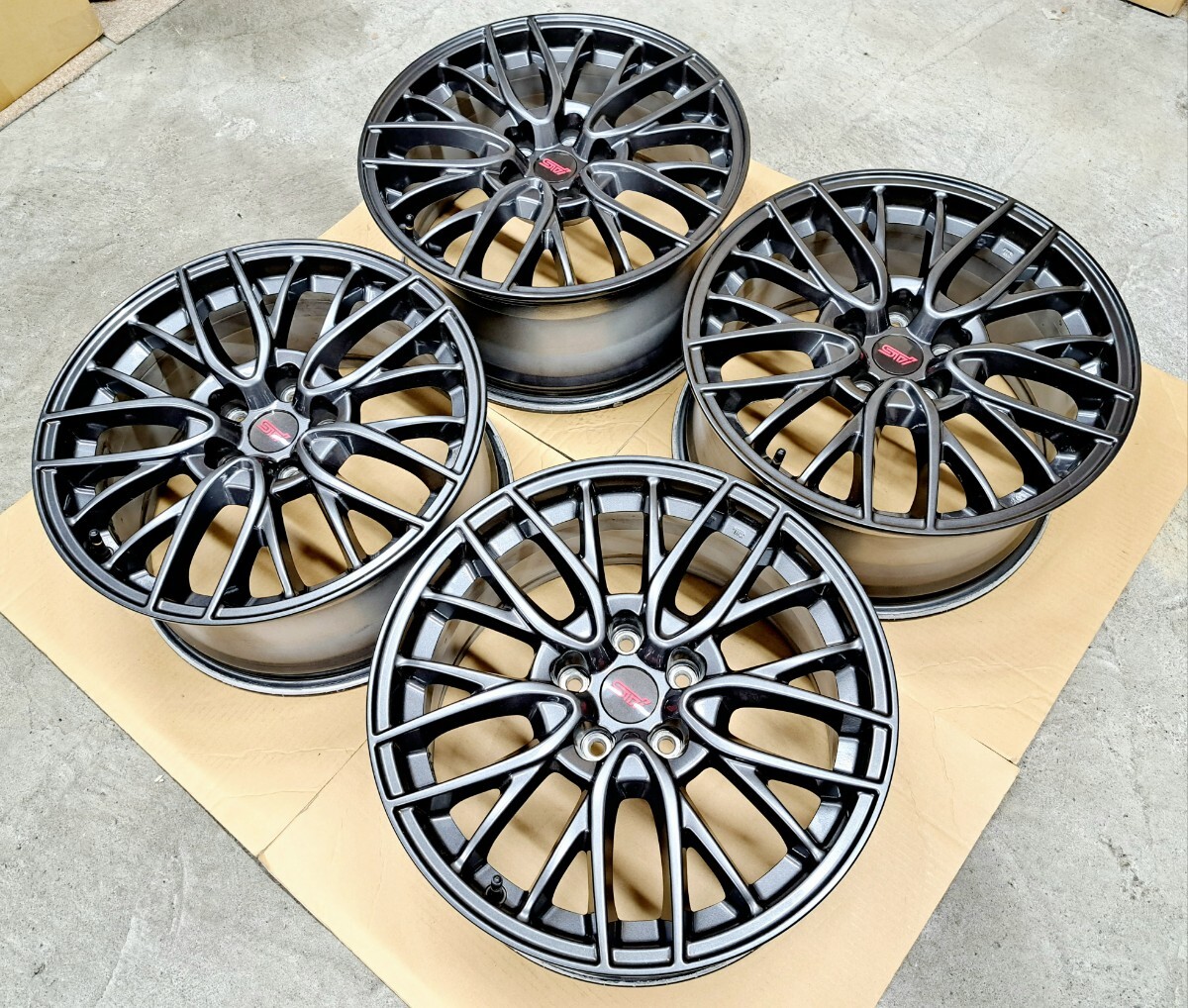 【美品】スバル WRX STI 純正 18インチ 8.5J ホイール 4本 ブレンボ レヴォーグ レイバック フォレスター GVB VAB GRB GVF GDB 114.3 