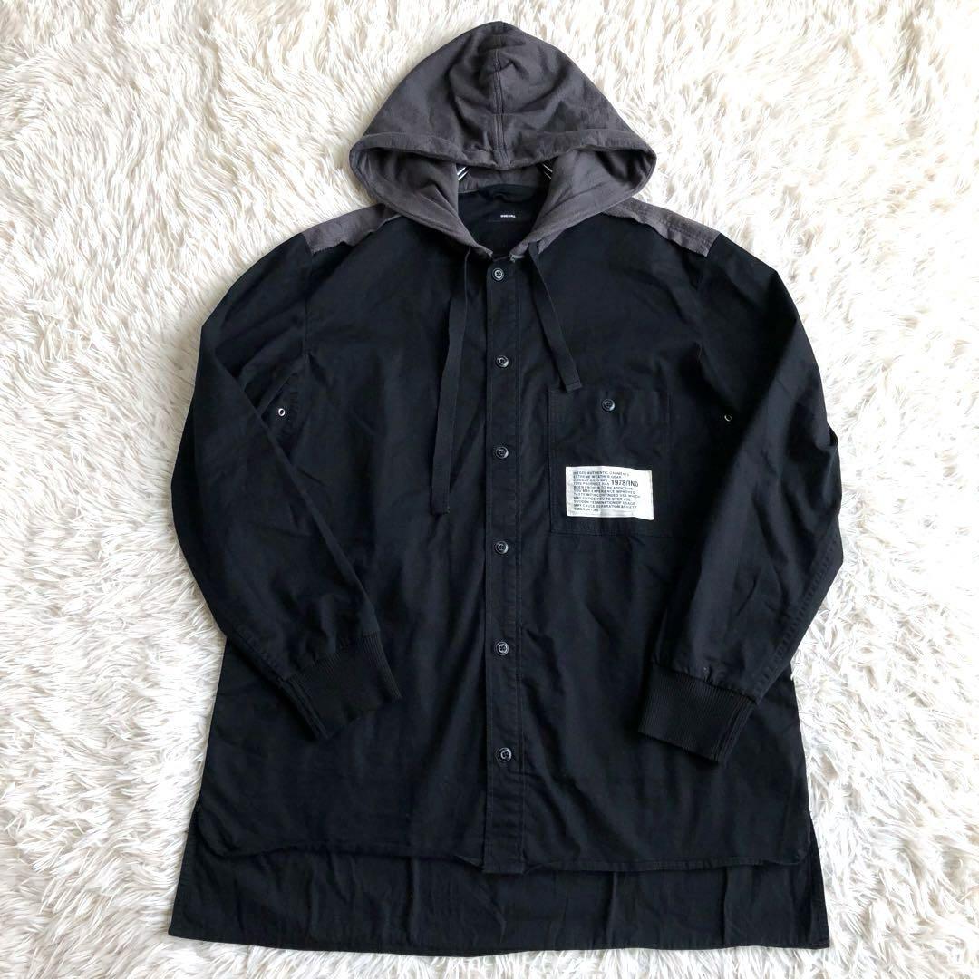 DIESEL ブラック異素材ミックスジャンパー Lサイズ Yahoo!オークション - ディーゼル【希少サイズ L 異素材生地