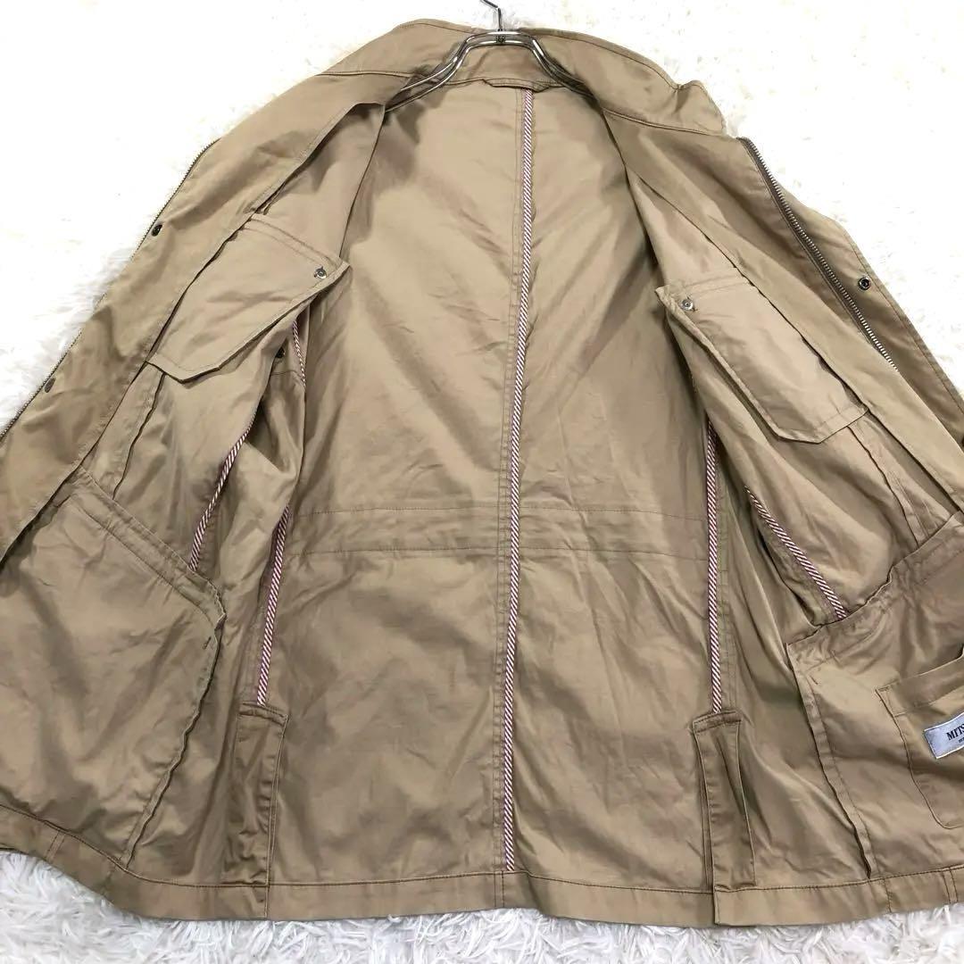mi loading ne[ super rare size XL stand-up collar ]MITSUMINE blouson jacket LL beige cotton Zip piping stripe red red 