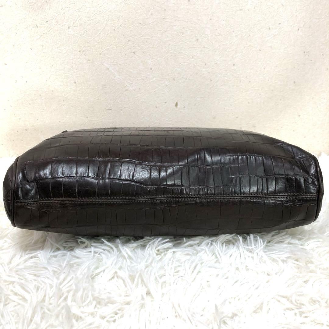 joru geo Armani [2way top class black ko present ]GIORGIO ARMANI business bag briefcase metal fittings Brown tea leather original leather bag 