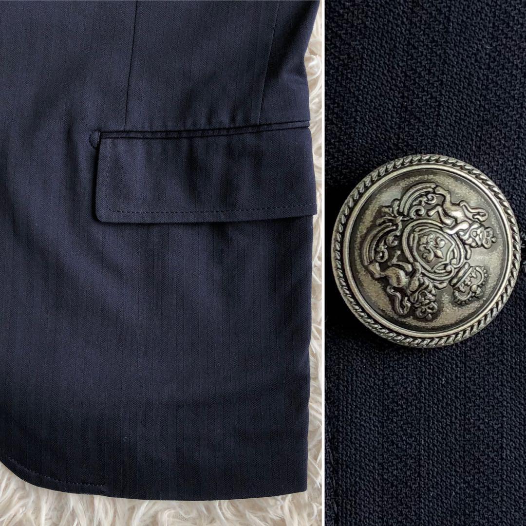 ユナイテッドアローズ【銀ボタン】UNITED ARROWS 紺ブレ ブレザー テーラードジャケット ネイビー M ストライプ メタルボタン フォーマルの画像8