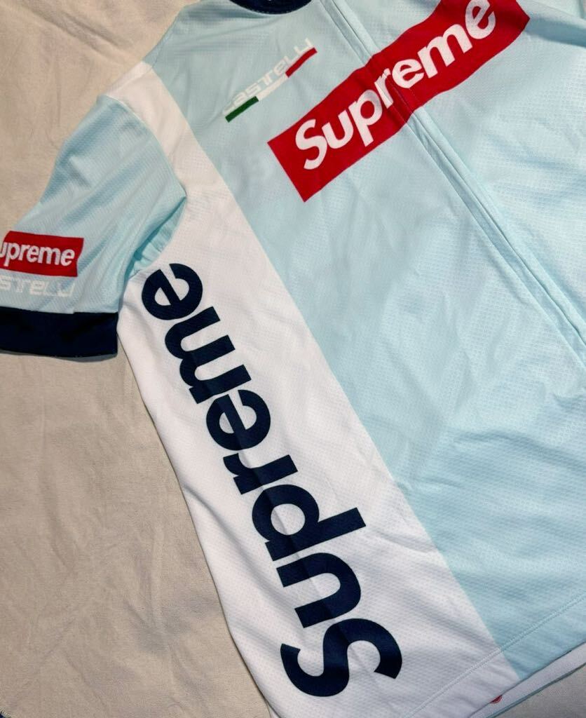 送料無料 Lサイズ Supreme x Castelli サイクリングジャージ ライトブルー エルサルバドル製 シュプリーム カステリ 半袖 cycling jerseyの画像8