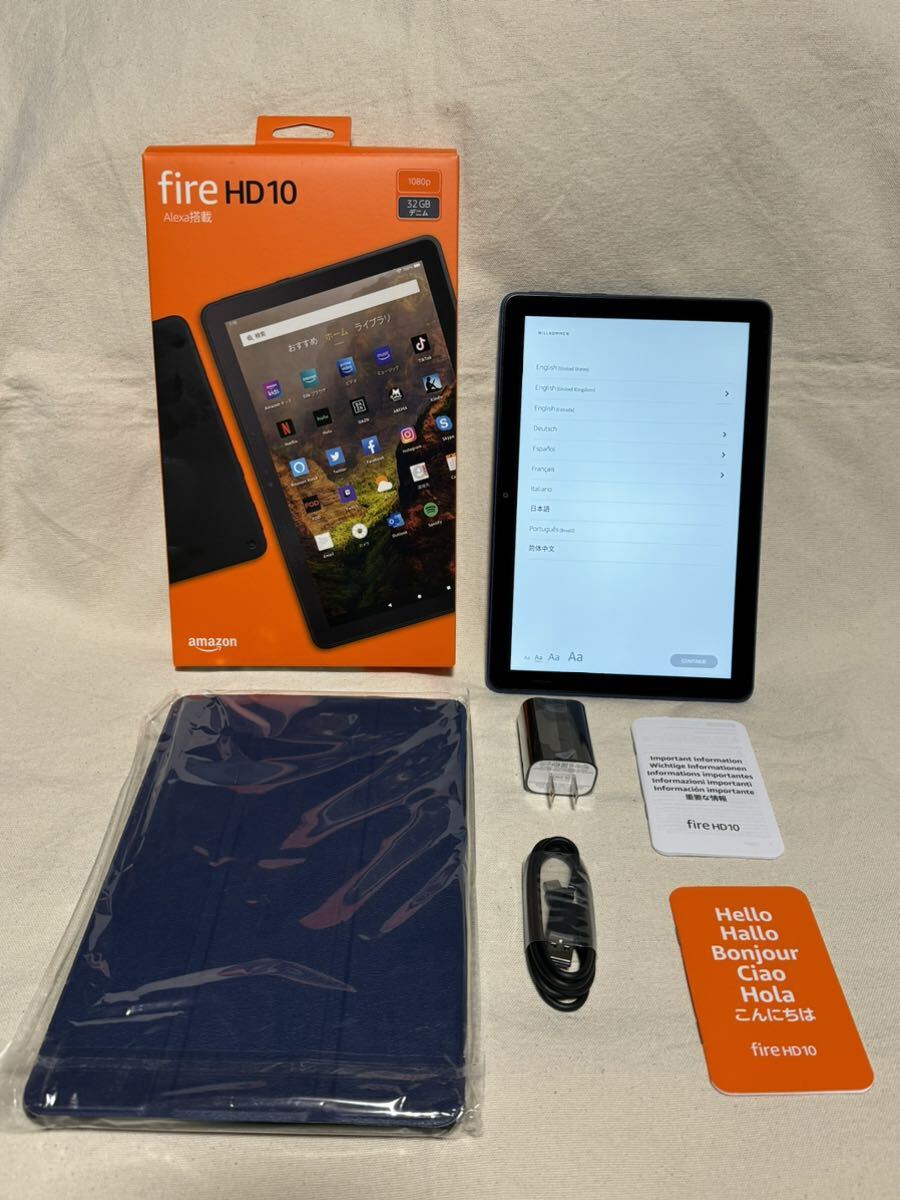送料無料 極美品Amazon Fire HD 10 タブレット 10.1インチHDディスプレイ 32GB デニム アマゾン の画像1