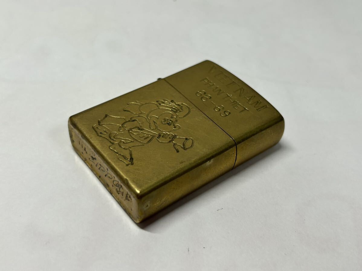 Zippo ジッポー オイルライター VIETNAM ベトナム 68-69 ミッキー ゴールドカラー 喫煙具 喫煙グッズ ヴィンテージ ジャンク 着火未確認の画像5