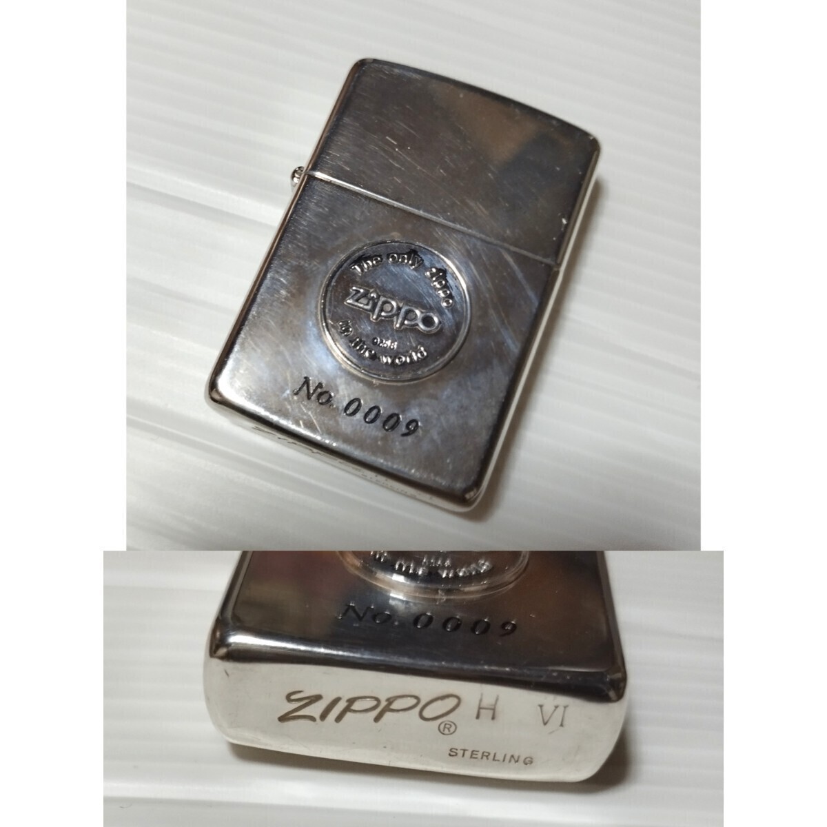 1円スタート ZIPPO STERLING SILVER スターリングシルバー コイン貼りデザイン 1990年製 ボトムイタリック体の画像1