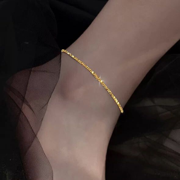  ножной браслет мужской женский Kirakira цепь Gold 18K. золотой металл аллергия соответствует D