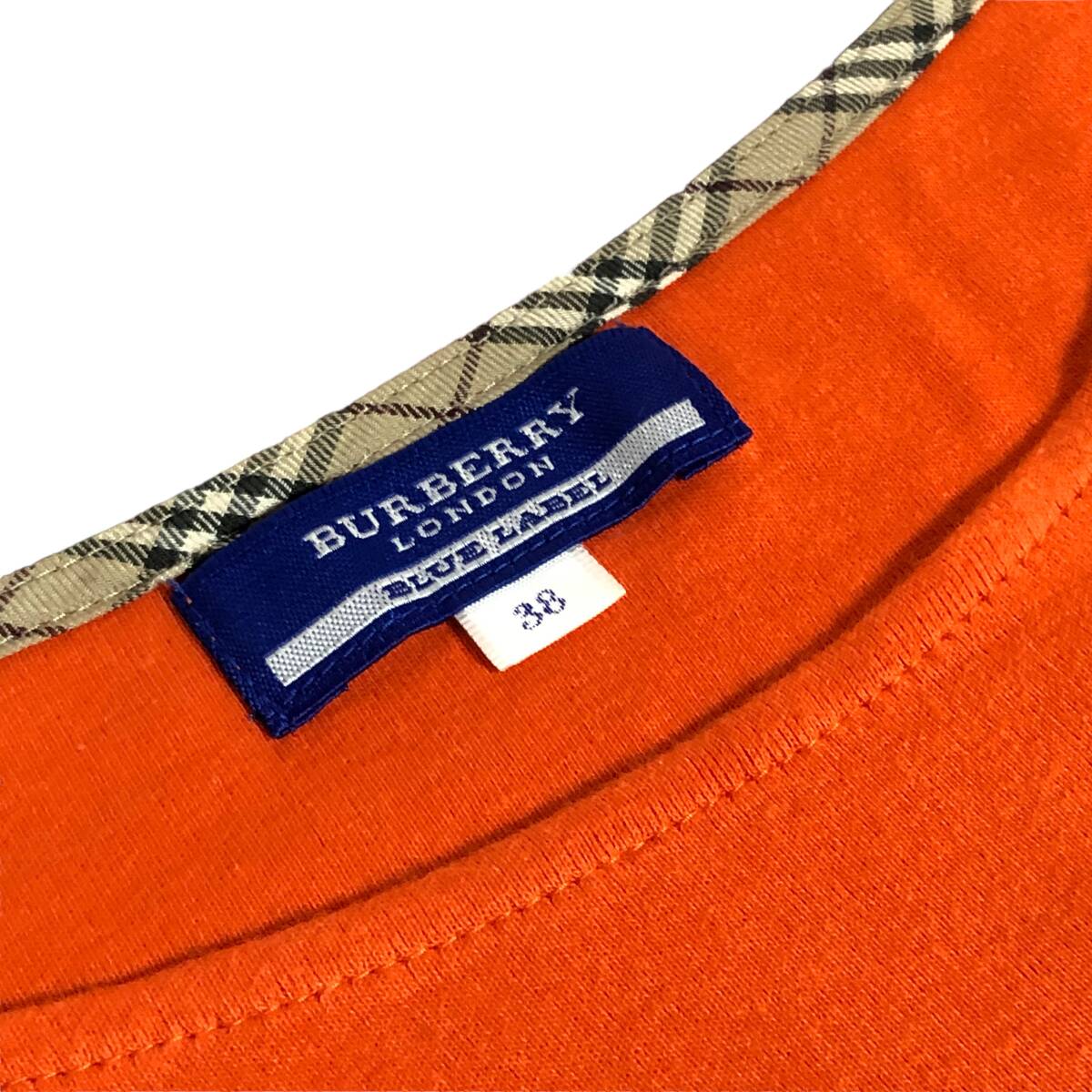 BURBERRY BLUE LABEL バーバリーブルーレーベル カットソー 長袖 38 オレンジ Tシャツ レディース A34_画像4