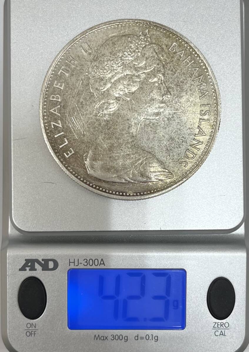 #16796D バハマ諸島 5ドル 銀貨 シルバー 1966年 約42.3gの画像3
