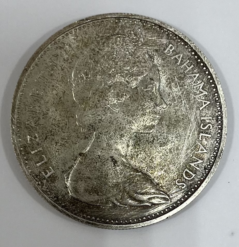 #16796E　バハマ諸島　2ドル　銀貨　シルバー　1966年　約29.7g_画像1