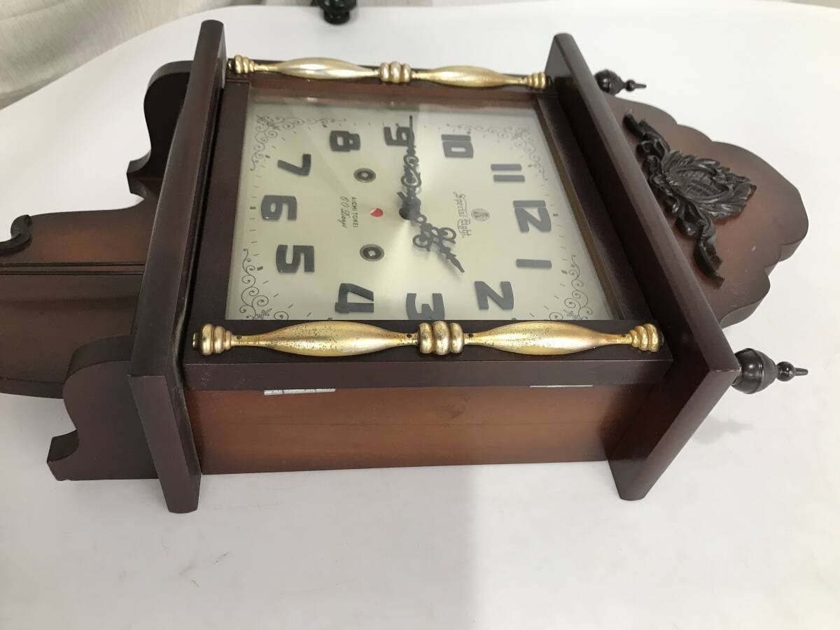 HG6337 愛知時計 振り子時計 掛時計 ゼンマイ式 昭和レトロ アナログ アンティーク コレクションの画像5