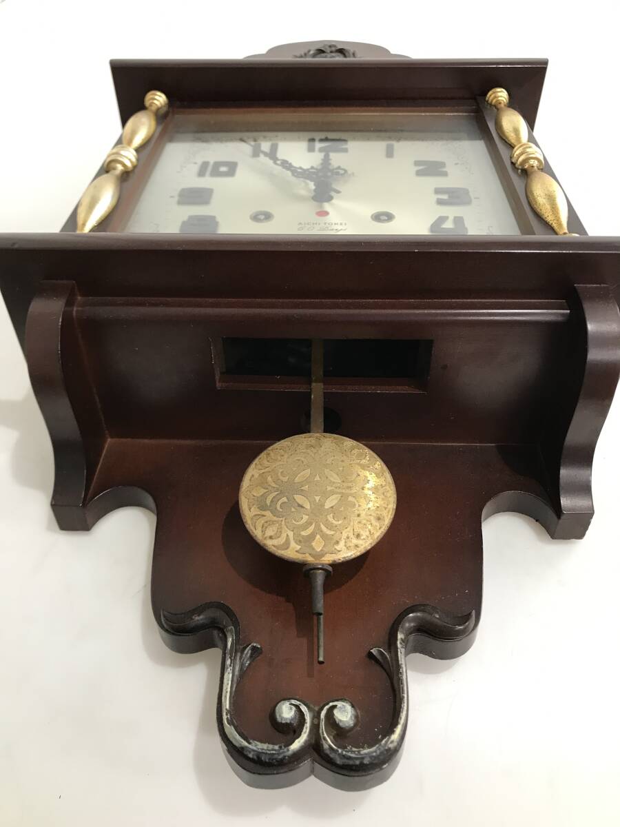HG6337 愛知時計 振り子時計 掛時計 ゼンマイ式 昭和レトロ アナログ アンティーク コレクションの画像7