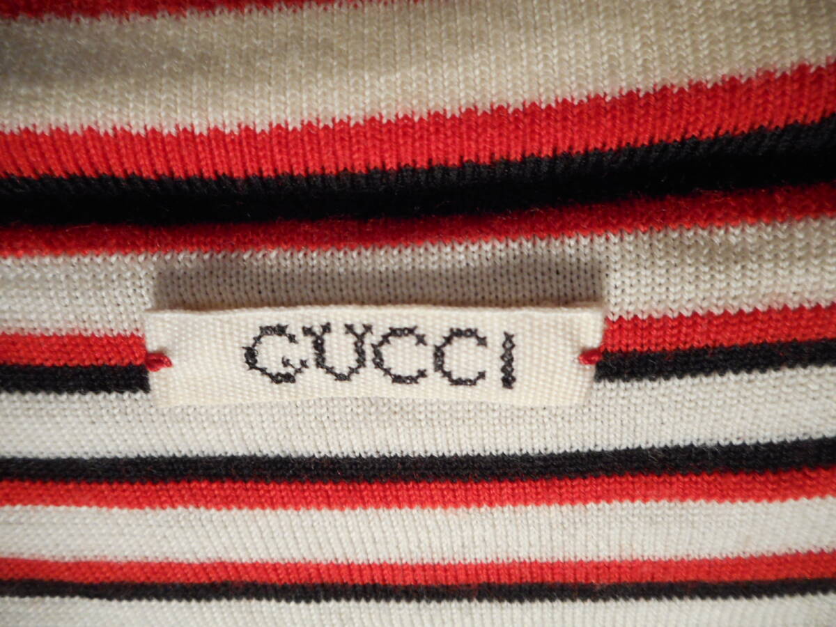 希少★『GUCCI★グッチ』【絶妙からデザイン＆GUCCI生地装飾】デザイナーズウールカーディガン の画像4