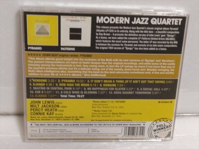 Modern Jazz Quartet / モダン・ジャズ・カルテット　Pyramid + Patterns　輸入盤_画像2