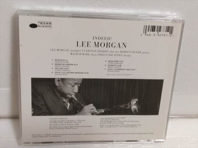 Lee Morgan / リー・モーガン Indeed! / インディード！ RVG Edition Remasterd 24 bit 輸入盤の画像2