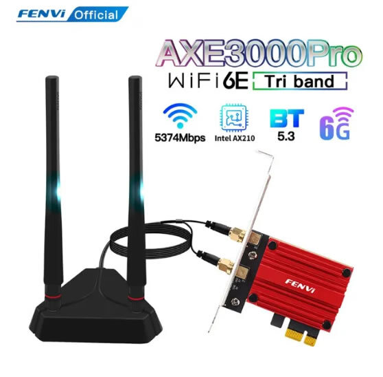 FENVI AX210搭載ボード BT5.3 WiFi 6E PCI-E 延長ケーブルマウンタ付き_画像1