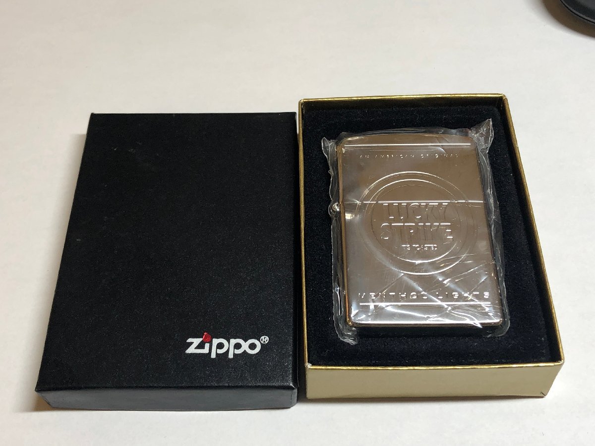 4【未使用】ラッキーストライク　ZIPPO　ジッポ　喫煙具 　コレクション　火花確認済み　箱　ケース_画像1