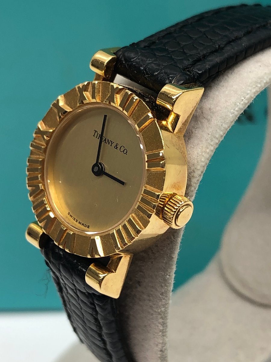 稼動品 TIFFANY&Co ティファニー アトラス 18K S0630 レディース 腕時計 重量18.3g クォーツ 2024年3月電池交換済 替えベルト2本の画像2