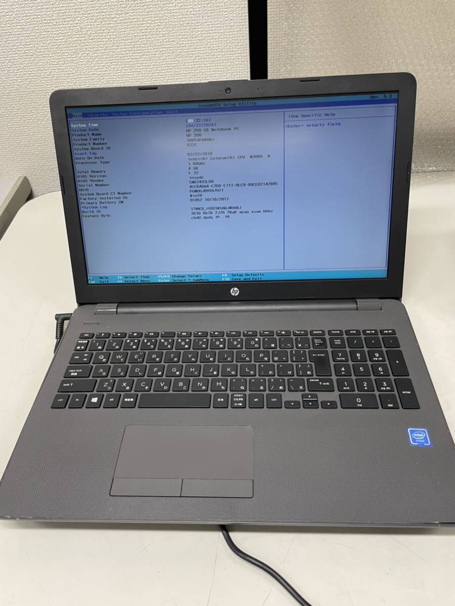 HP 250 G6 Notebook PC 2台まとめセット！Intel Celeron CPU N3060 1.60GHZ メモリ4GB OSなし 付属品 アダプタ ジャンク商品 ①の画像10