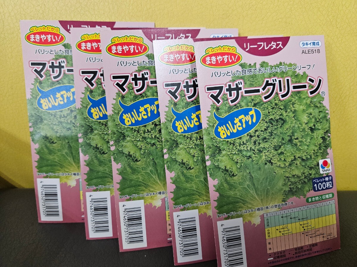 レタス種 マザーグリーン 100粒×5袋 未開封有効期限切れ ペレット種子の画像1