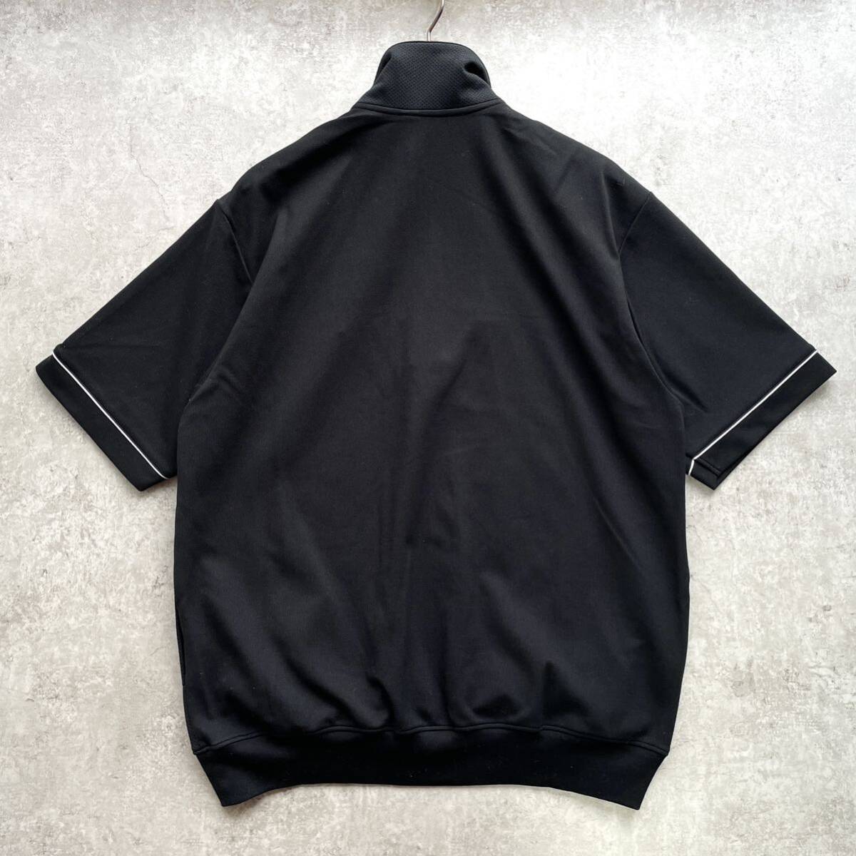  ultimate beautiful goods # Munsingwear wear LL large size half Zip Golf wear jersey material embroidery Logo black black munsingwear GOLF made in Japan 